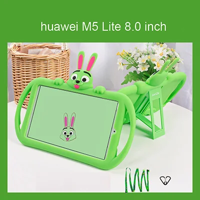 green for M5 Lite8.0 Детский чехол для huawei MediaPad M5 10 10,8 8,0 дюймов силиконовый резиновый чехол для планшета для huawei M5 Lite 10,1 8,4 чехол - Color: green for M5 Lite8.0