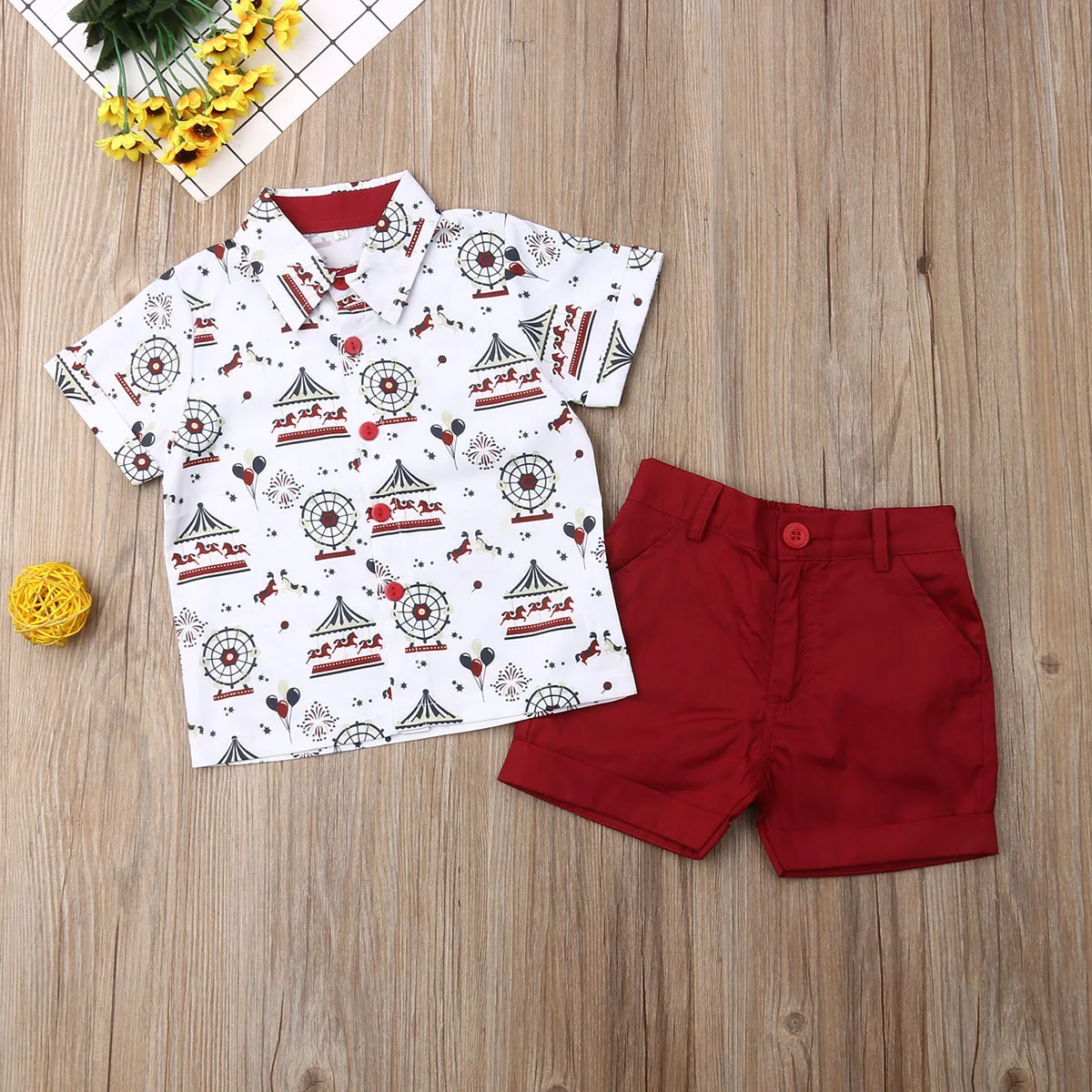 Летняя одежда Emmababy для новорожденных маленьких мальчиков футболка топы шорты