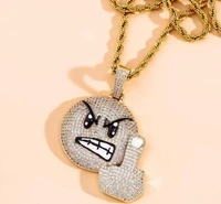 personality round face angry vertical middle finger trendy hip hop pendant necklaces for men accessories