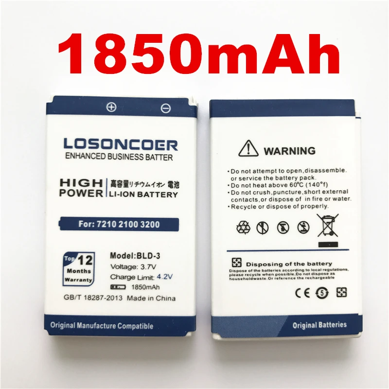 100% Оригинальный LOSONCOER 1850 мА/ч BLD 3 BLD3 Батарея для Nokia 7210 2100 3300 6220 6610 I6260 6200 6610i 7250i