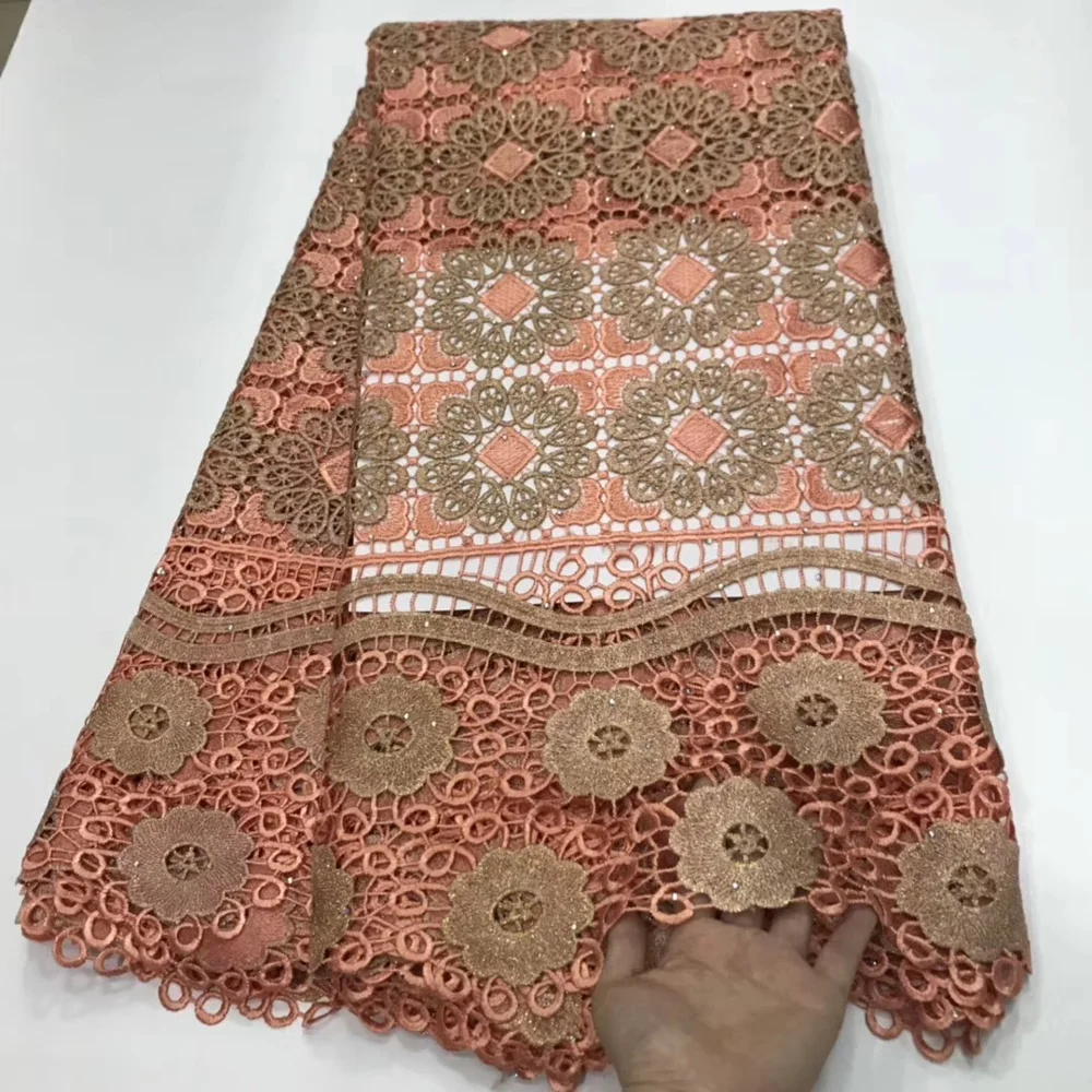 New Arrives 2020 Nigerian cord lace net mesh fabric African Stones Guipure Fabric For Evening Party Dresses | Дом и сад