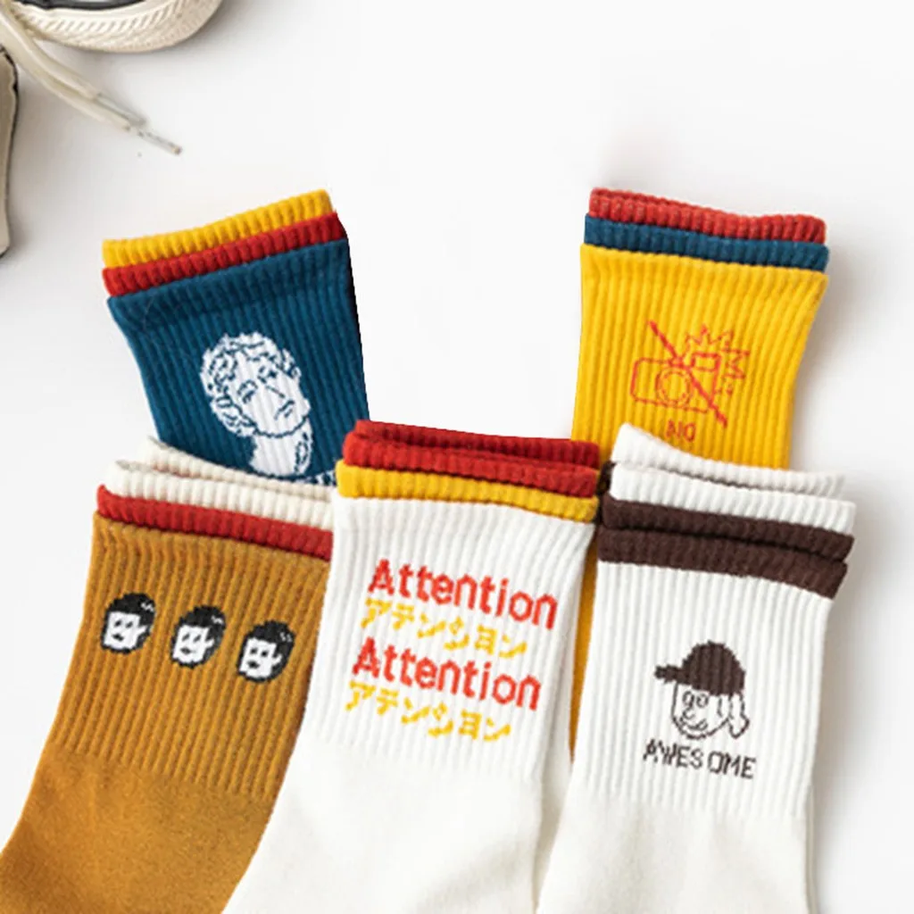 Женские японские хлопковые носки с мультяшным принтом цветные спортивные 50 * |