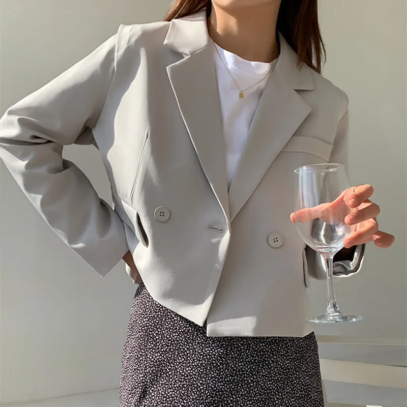 

Spring Women's Short Suit Coat Korean Fashion Casual Streetwear Slim Outerwear Top Office Ladies Cloak Coat New 2021