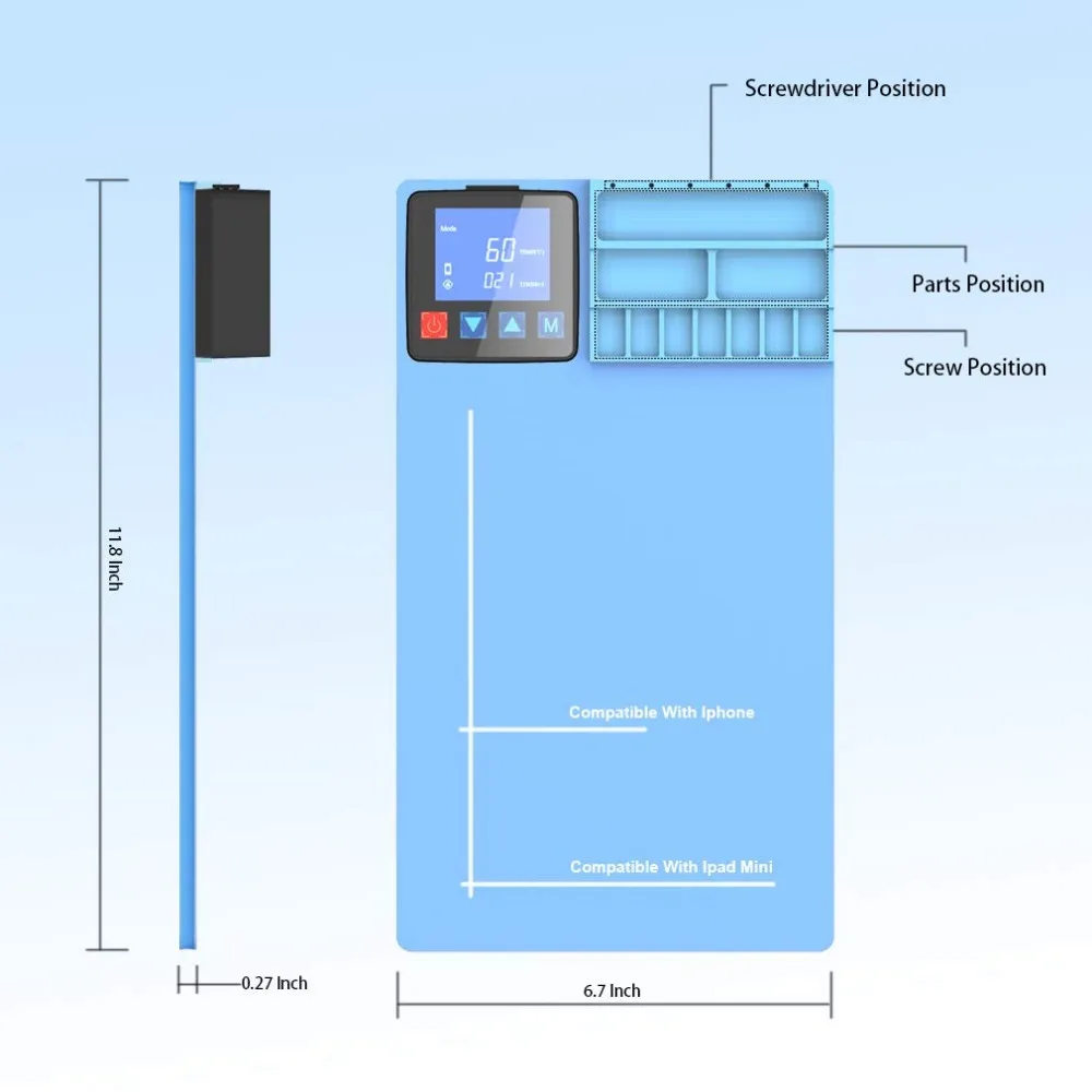 PHONEFIX CPB LCD Screen Opening Separate Tool Heating Rubber Pad Separator Phone Screen Disassembly Tool for iPhone iPad