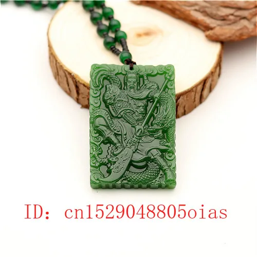 Натуральный зеленый китайский Нефритовый дракон воин Кулон ожерелье модное