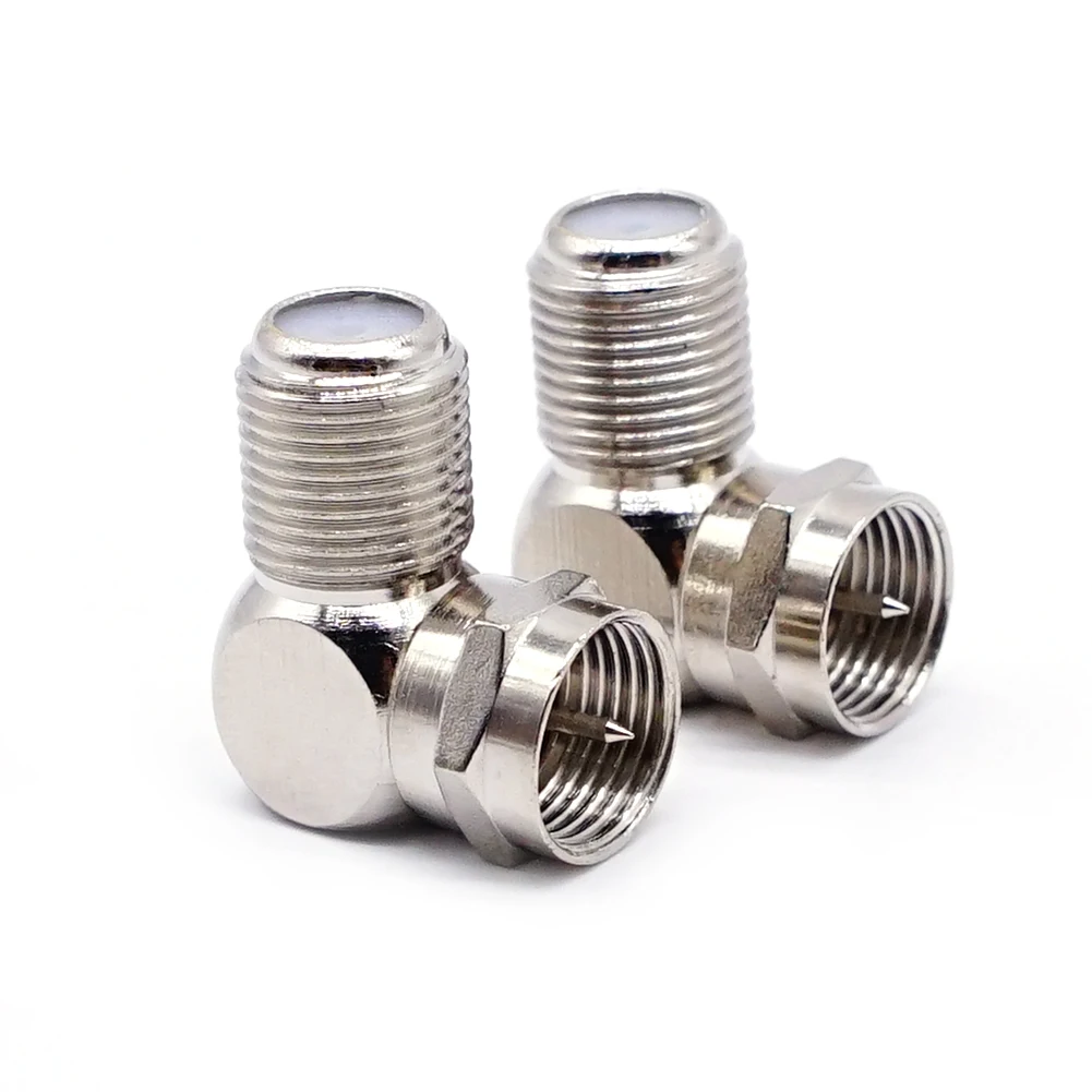 

2pcs Right Angle 90 Degree Coaxial Connector Waterproof Connection F Male To F Female Adapter Connector RG6 RG5 New Sale