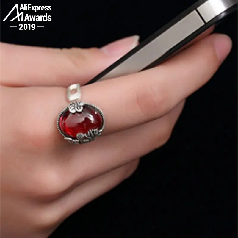 S925 Изящные антикварные рубиновые кольца ручной работы для женщин винтажные