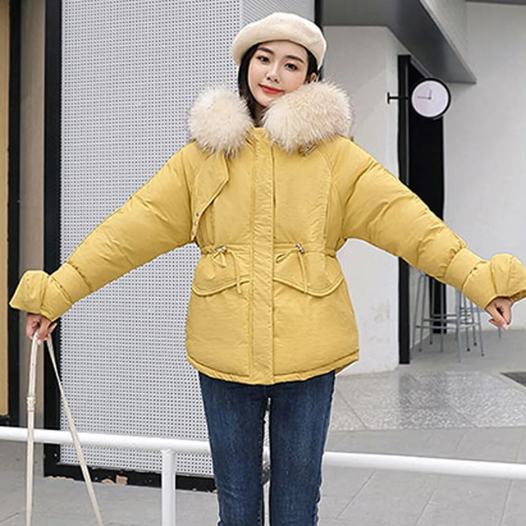 JAYCOSIN зимняя куртка парка Женская мода 2019 большой меховой воротник с капюшоном