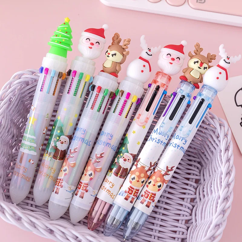 

Christmas Tree Santa Claus 6/10 Colors Ballpoint Pen 24pcs/lot Cute Press Ball pens School Office writing Supply Stationery Gift