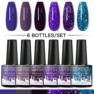MEET ACROSS Gel Polish Set 2/4/6Pcs Hybrid Varnish Soak off UV Gel LED Semi Permanent All for Manicure Nail Art Gel Polish Kit