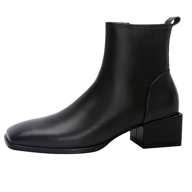 

Female Heels Shoes Woman Genuine Leather Fashion Side Zipper Women Ankle Boots Working Night Club Basic Shoes Woman