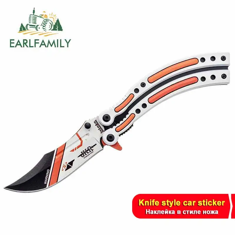 EARLFAMILY 13cm x 8.3cm for CSGO Butterfly Knife Fine SUV Car Stickers Vinyl Wrap JDM Accessories Occlusion Scratch Decals |