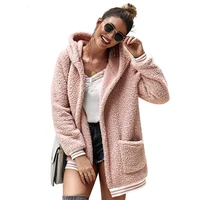 2021 loose wool coat with hat striped long jacket winter thick warm blend cardigan abrigos mujer invierno rz