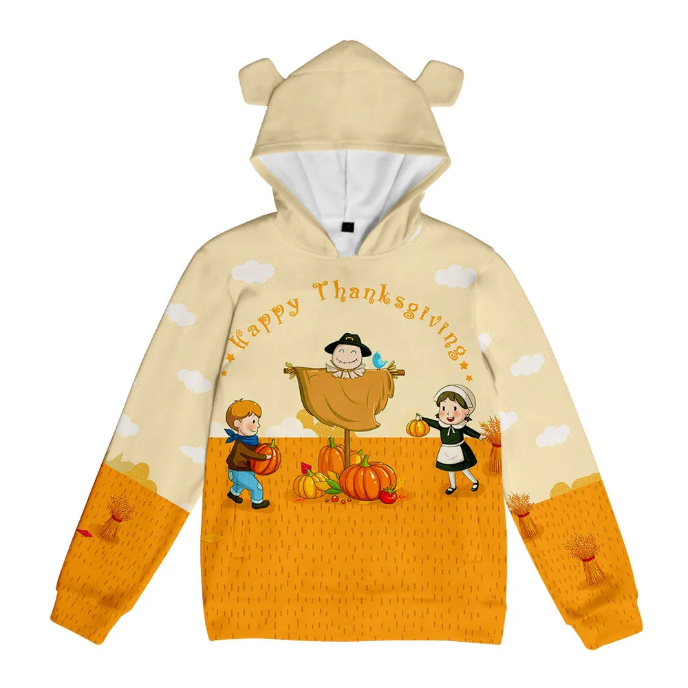 

New Thanksgiving Day Pig Ear Hooded Sweatshirt Women/Men Clothes Casual Hoodie Sweatshirt FY02052A10