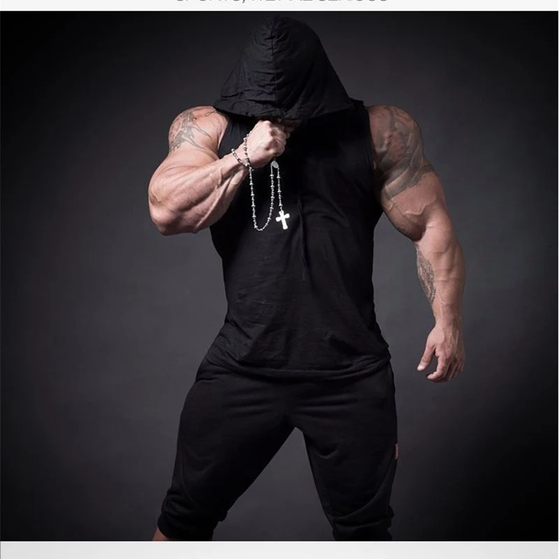 

Brand Men's Undershirt Cotton Tank Top Men High Quality Bodybuilding Singlet Sleeveless Gym Hoodie Vest Men Bodybuilding Tanks