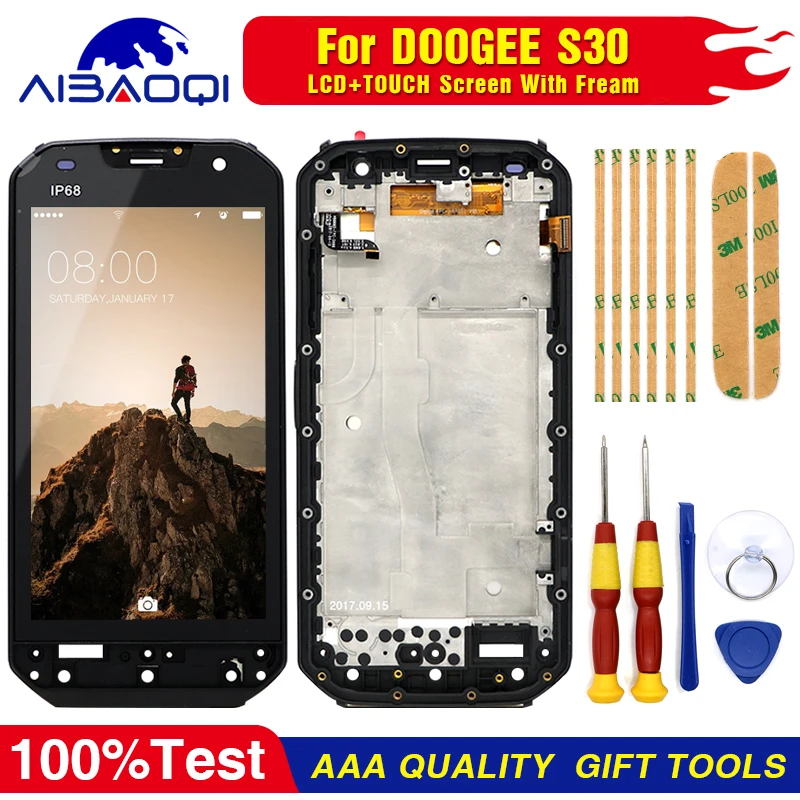 Для DOOGEE S30 сенсорный экран ЖК-дисплей дигитайзер сборка с рамкой запасные части+ инструмент