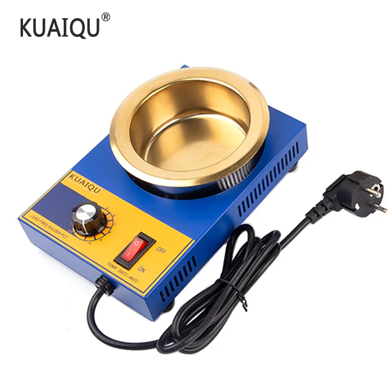 KUAIQU 220V 300W Solder Pot Tin Melting Furnace Adjustable Thermoregulation Soldering Desoldering Bath 200℃-480 ℃ 37/50/80/100mm