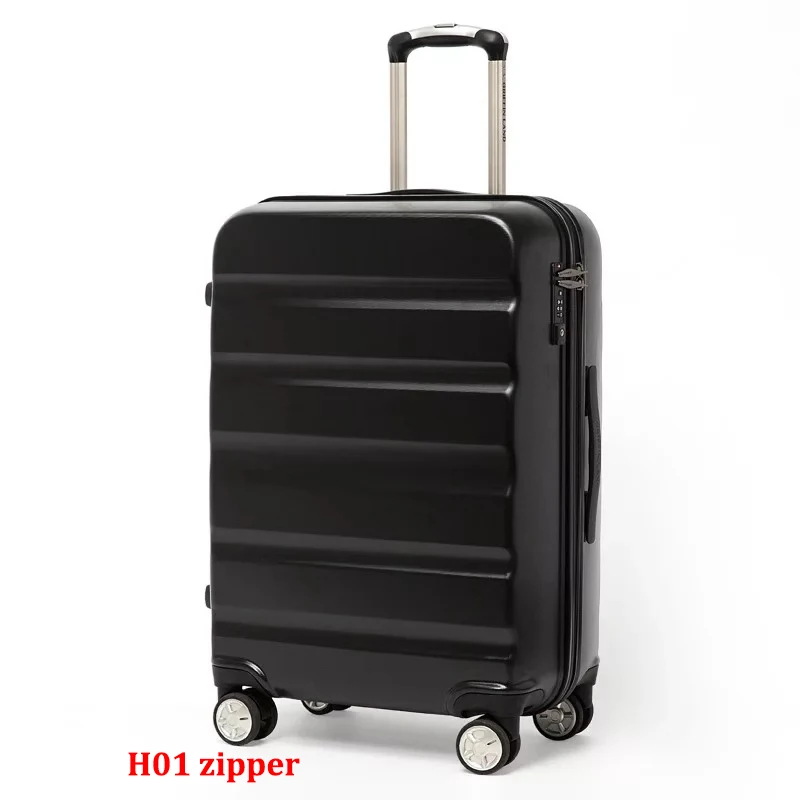 black Zip ПК 20''24/28 дюймов Дорожная сумка на чемодан на колесиках Прокат троллейбусов кабины, сумка для багажа Сумка Для женщин Стильный чемодан - Цвет: black Zip