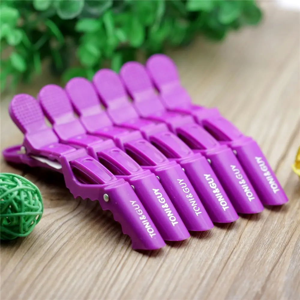 purple 6 шт. заколки для волос, Профессиональный парикмахерский клюв, секционные заколки, крокодиловые шпильки, парикмахерские инструменты для ухода за волосами - Цвет: purple