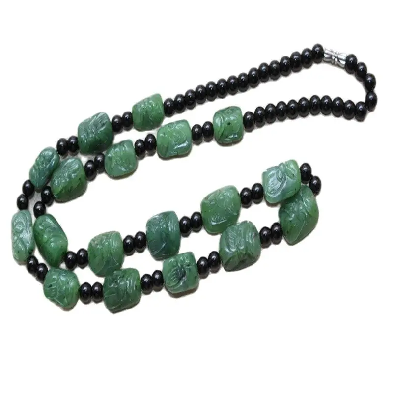 Натуральное Нефритовое ожерелье Hetian материал семян Зеленые Бусины Lohan