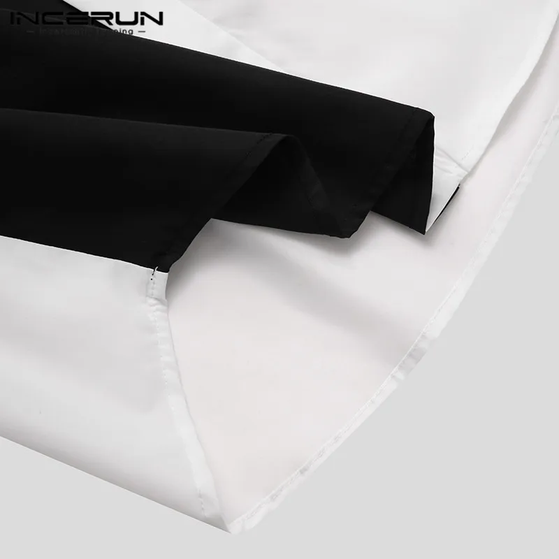 

INCERUN Men Casual Shirt Brand Patchwork Lapel Long Sleeve Button Streetwear Blouse Personality 2021 Fashion Camisa Masculina