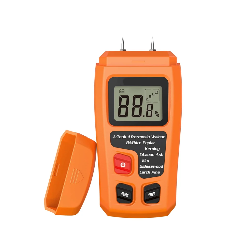

NEW Orange 0-99.9% Two Pins Digital Wood Moisture Meter Wood Humidity Tester Hygrometer Timber Damp Detector Large LCD Display