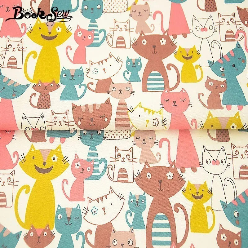Booksew хлопок саржевая ткань кошка дизайн животных швейная ткань Жир четверть DIY простыня подушка лоскутное домашнее текстильное изделие Tecido CM