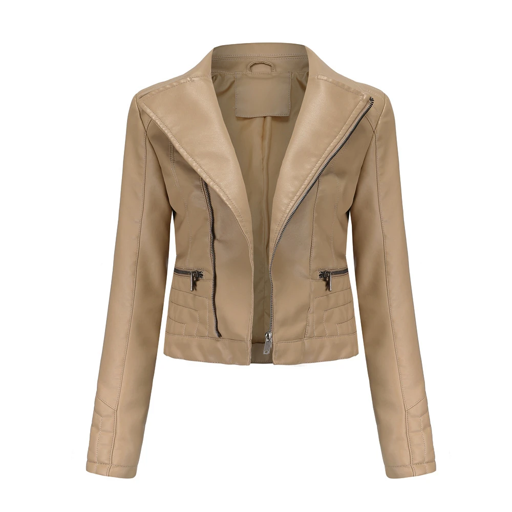 

Overcoat Autumn Women Pu Leather Jacket Slim Motor Outwear Coat Zippers Roupas De Couro Femininos Hot Sale 3xl Elegant Punk