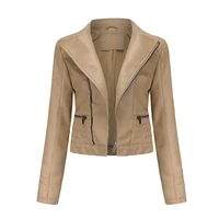 overcoat autumn women pu leather jacket slim motor outwear coat zippers roupas de couro femininos hot sale 3xl elegant punk