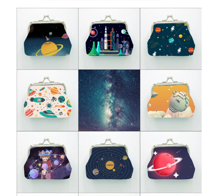 30pcs/lot! Cosmos Coin Purse Outer Space Personality Wallet Wholesale