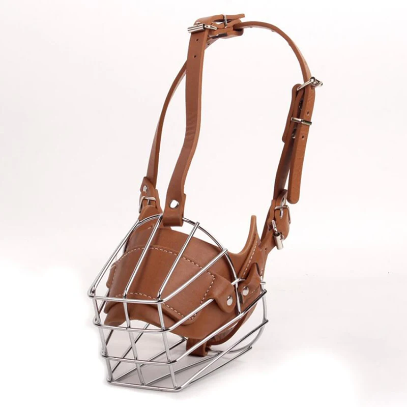 Черная/коричневая крепкая металлическая проволочная корзина для собак мордочка