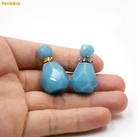 aquamarines essential oil diffuser health crystal vial gems stone perfume bottle pendants for necklace jewelry making