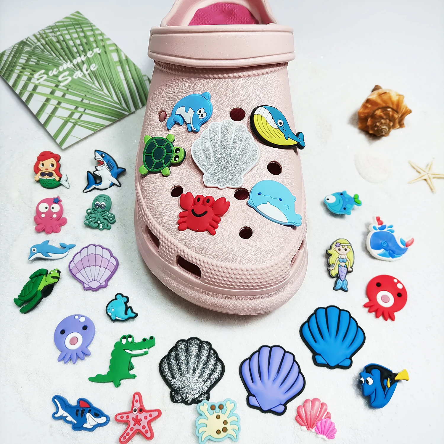 Украшение для обуви 1 шт. с изображением морских организмов рыбок звезд русалки