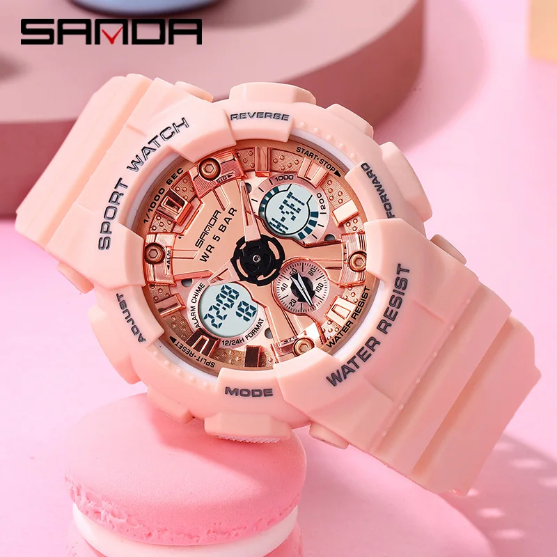 

SANDA Fashion New Women Sports Watch Waterproof Digital Led Ladies Military Electronic Army Wristwatch Clock Girl Reloj Watch