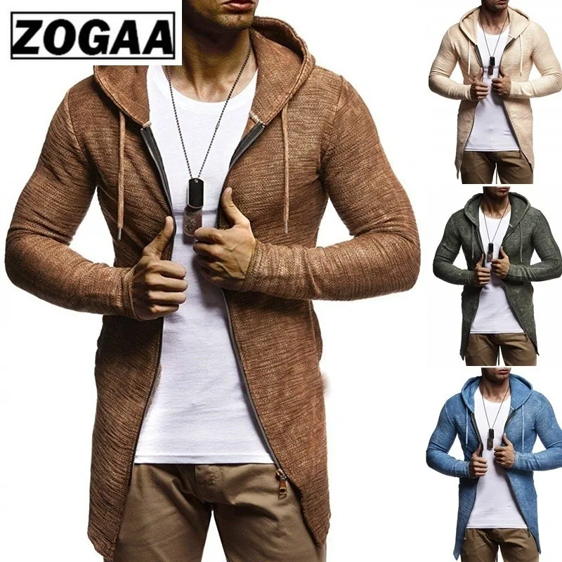 Свитер ZOGAA кардиган Мужская трикотажная одежда с капюшоном свитер пальто
