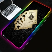 black poker rgb gaming mouse pad computer notebook pc gamer padmouse led musepad xxl backlit keyboard mouse rubber anti skid mat