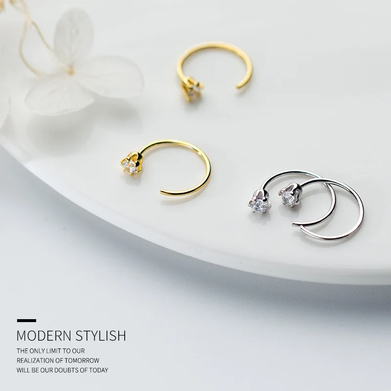 Женские серьги гвоздики из серебра 100% пробы с золотистым/серебристым