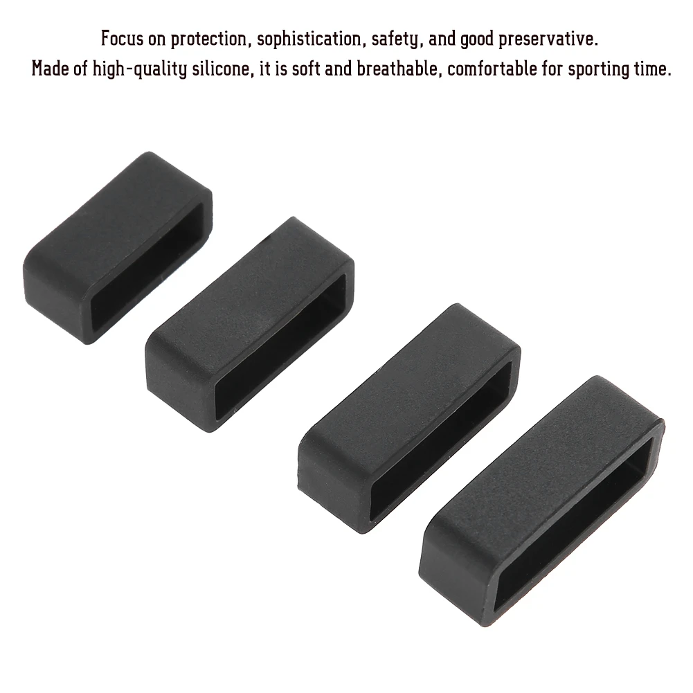 4 шт./компл. черный силиконовый ремешок для часов петля застежка ремня