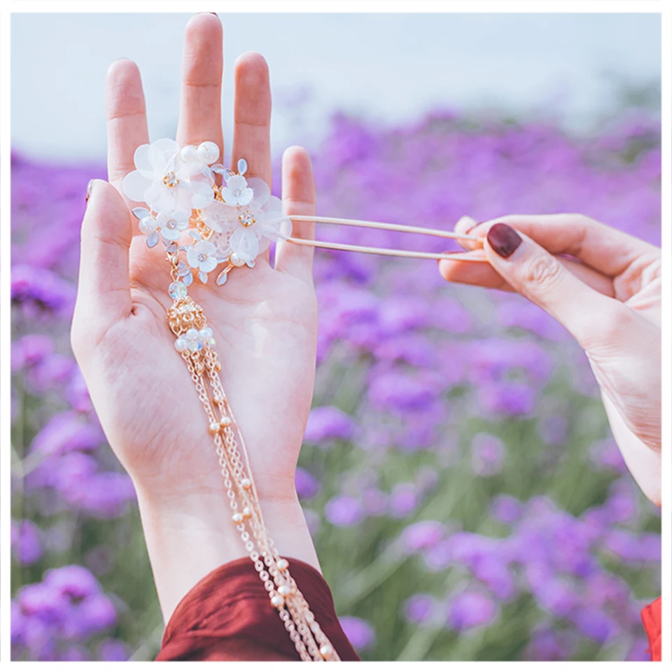 Модные элегантные свадебные палочки для волос ручной работы цветочные