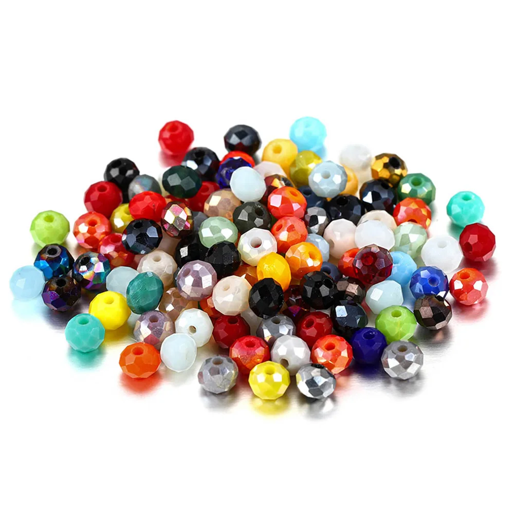 70-300pcs 3/4/6/8mm Bulk Crystal Glass Bead Rondelle Faceted Colorful Small Spacer Bead For DIY Bracelet Jewelry Making Supplies