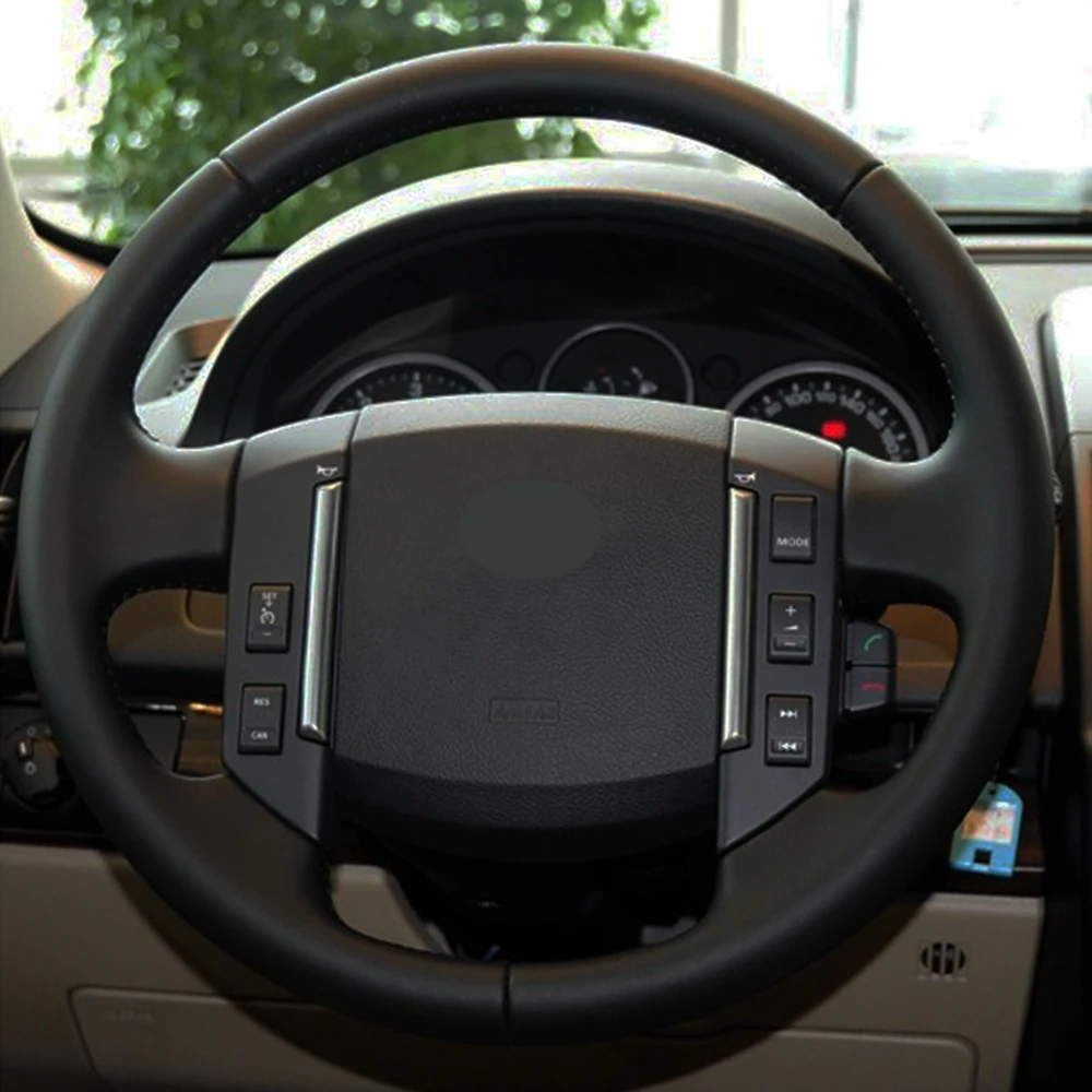 Чехол рулевого колеса автомобиля черная искусственная кожа ручной работы для Land