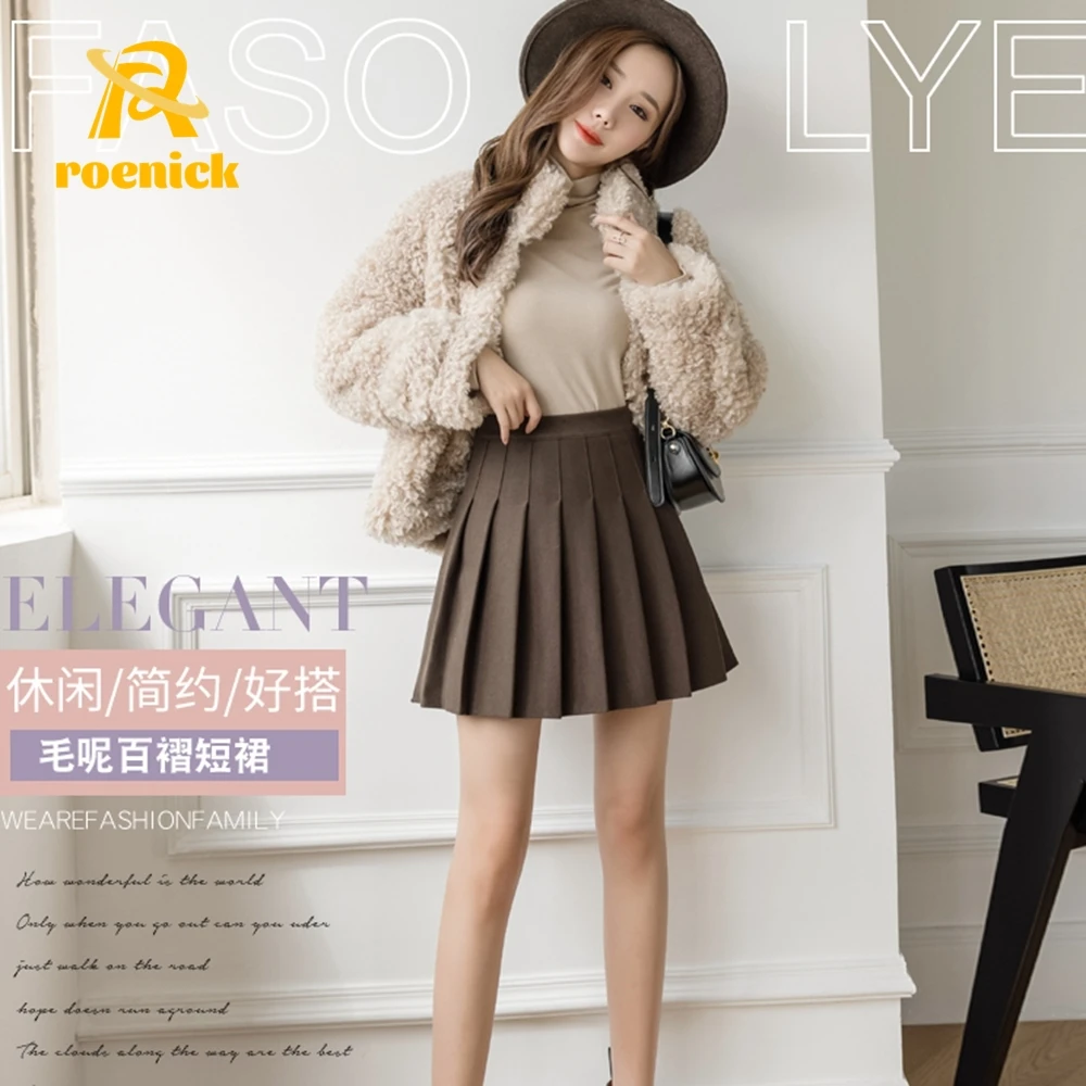 

ROENICK Women High Waist Pleated Skirts Fall Winter Punk Rock Girl Cheerleading Mini Skirt Female All-Match Y2K A-Line Outfits