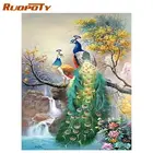 Алмазная 5d картина RUOPOTY с павлином, картина Стразы с животными, полная выкладка, квадратная вышивка, украшение для дома