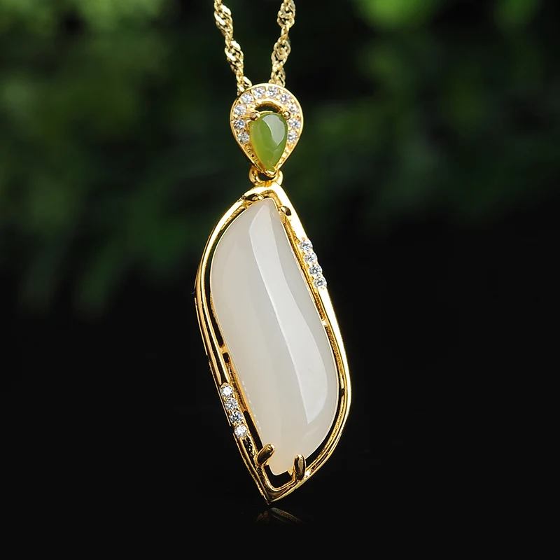 925 silver-encrusted and Tianyu White Jade pendants delicate gentle collarbone chain with certificate | Украшения и аксессуары
