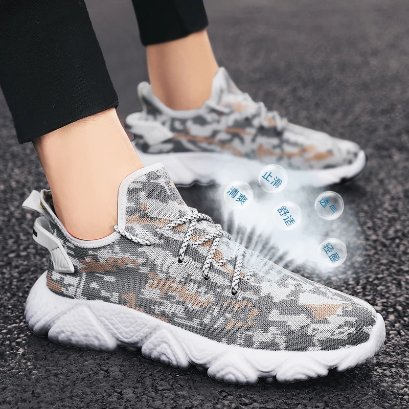 

2021 Spring Autumn Orange Camouflage Shoes Trendy Lightweight Casual Men Sneakers Big Size 46 Comfortable Men Mesh Casual Shoes