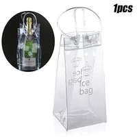 1pc ice tote bag clear storage pouch organizer portable pvc transparent refrigerated champagne red wine bottle home kitchen