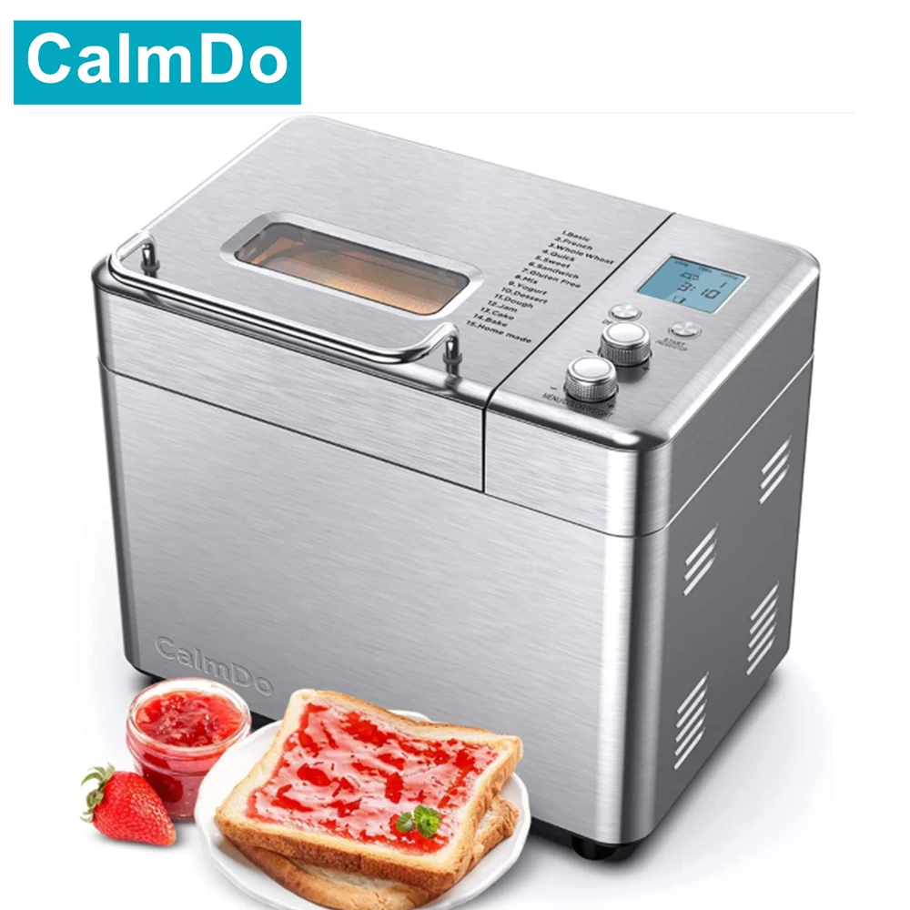 

CalmDo Bread Maker 15-in-1 Stainless Steel Automatic Bread Machine with 3 Loaf Sizes Fruit Nut Dispenser