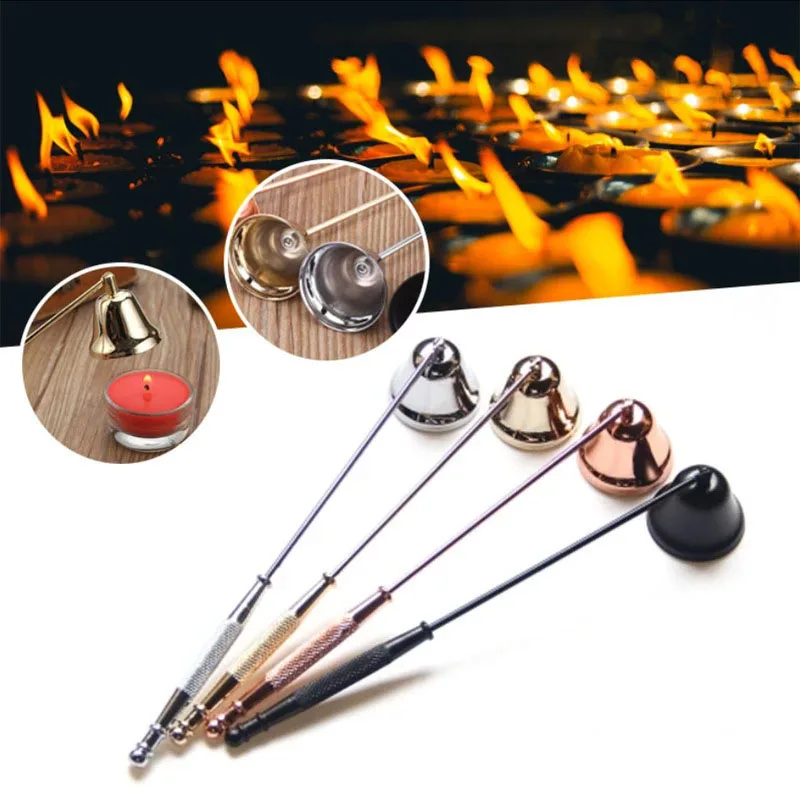 

Iron Plating Smokeless Candle Wick Bell Snuffer Home Hand Put Off Tool Kit Candle Accessories Holders Candle Snuffer Kitchen