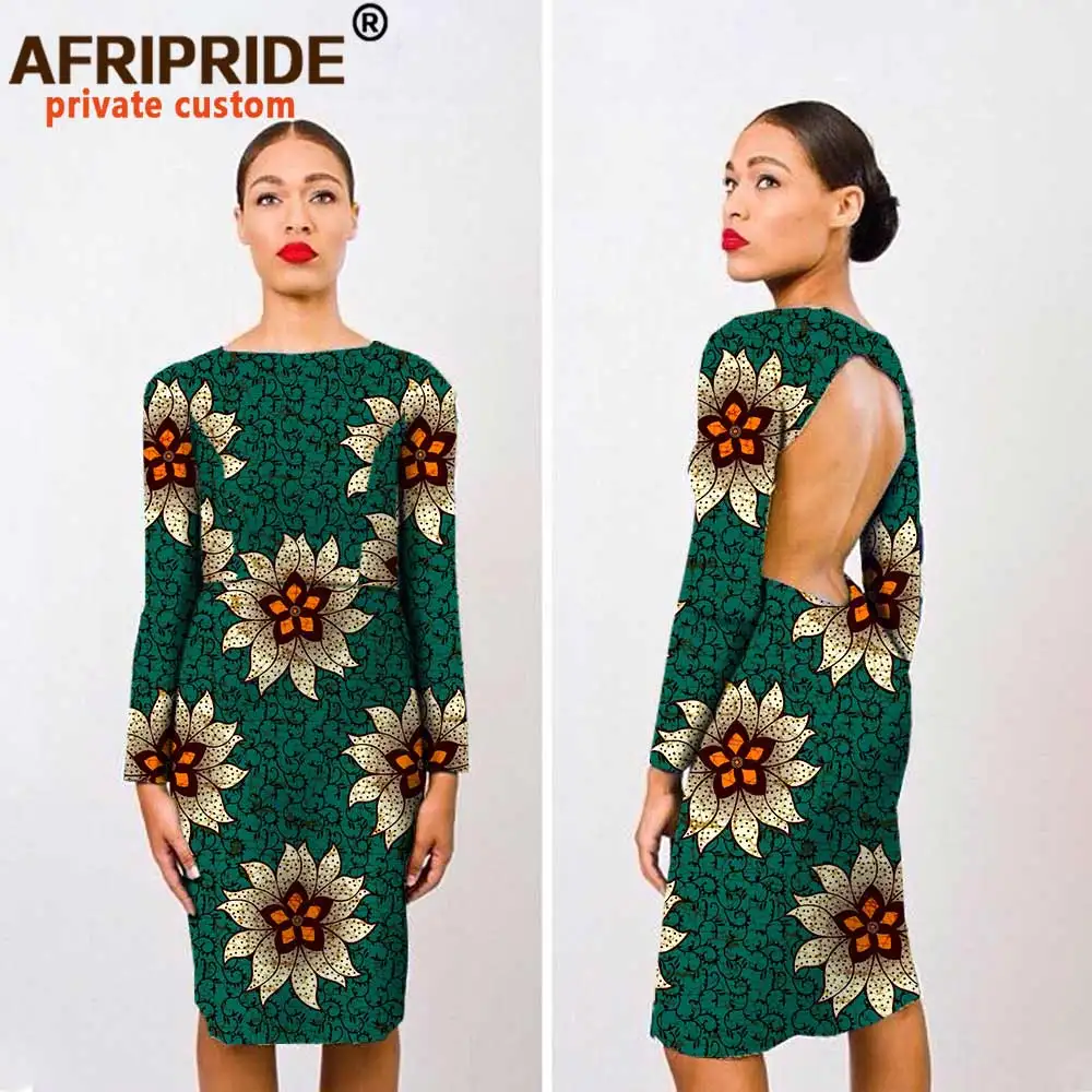 2019 африканские платья для женщин до колена с длинным рукавом и открытой спиной