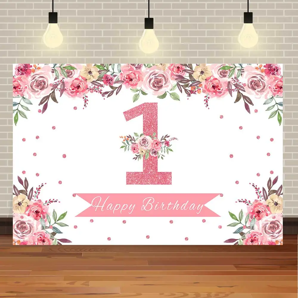 

Seekpro Flower Princess Backdrop Newborn Baby Shower Girl's 1st One Year's Birthday Party Photography Vinyl Background Photocall